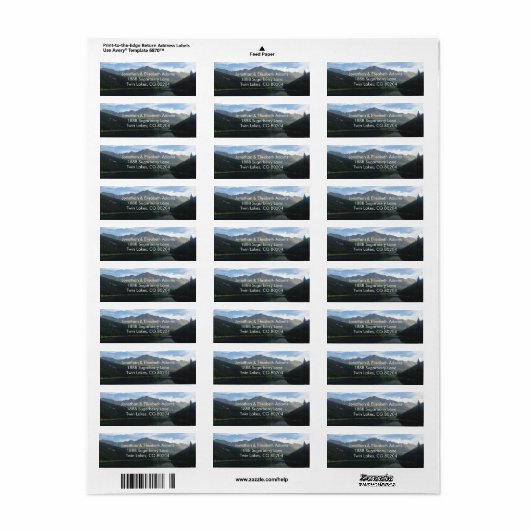 Colorado Majestic Mountains retouradreslabel Etiket (Full Sheet)