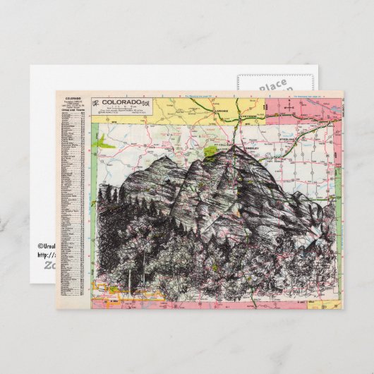 Colorado Map Art Briefkaart (Voorkant / Achterkant)