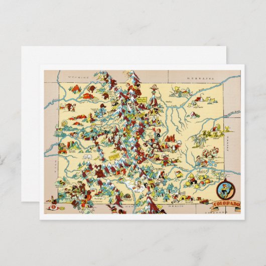 Colorado  Map Briefkaart (Voorkant / Achterkant)