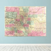 Colorado Map met Steden (1884) Canvas Afdruk (Insitu (Houten vloer))