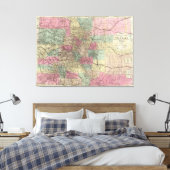 Colorado Map met Steden (1884) Canvas Afdruk (Insitu (Slaapkamer))