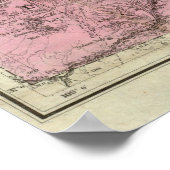 Colorado Map met Steden (1884) Poster (Hoek)