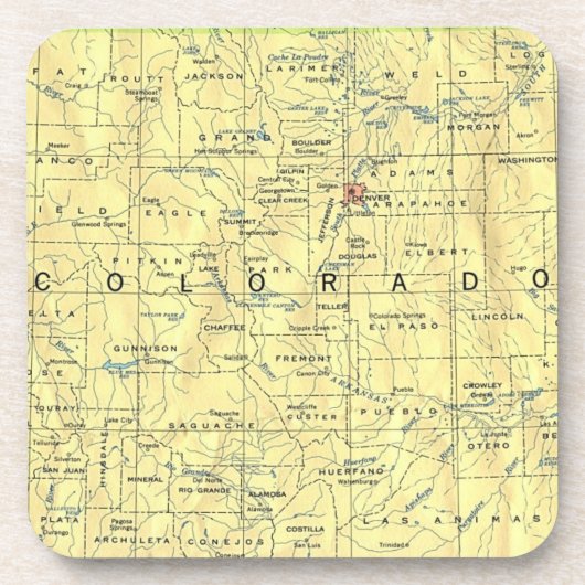 Colorado Map Onderzetters (Voorkant)
