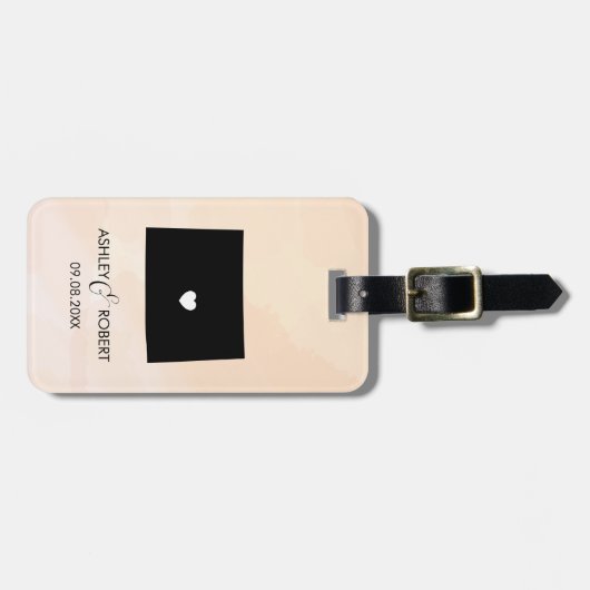 Colorado Map Wedding Bagagelabel, Couple's Name Bagagelabel (Voorkant horizontaal)