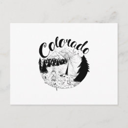 Colorado Mountain Camper inkt illustratie Briefkaart