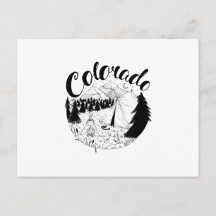 Colorado Mountain Camper inkt illustratie Briefkaart