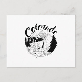 Colorado Mountain Camper inkt illustratie Briefkaart