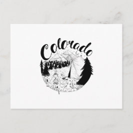 Colorado Mountain Camper inkt illustratie Briefkaart
