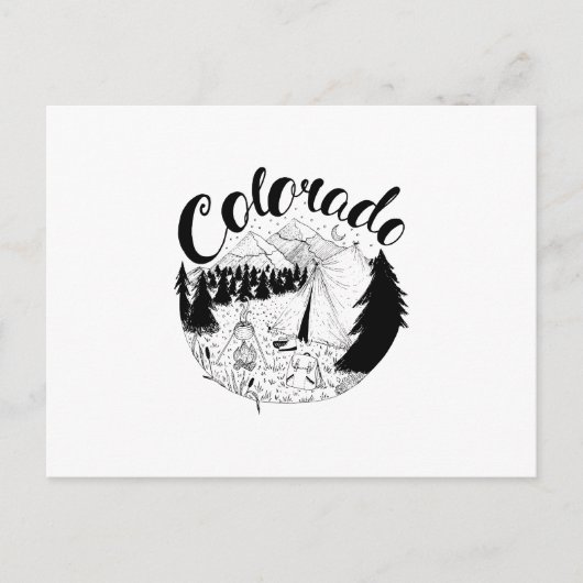 Colorado Mountain Camper inkt illustratie Briefkaart (Voorkant)