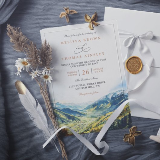 Colorado Mountain Destination QR Code Wedding Kaart