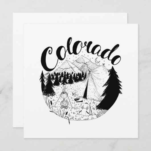 Colorado Mountain Travel Ink Drawing (Voorkant / Achterkant)