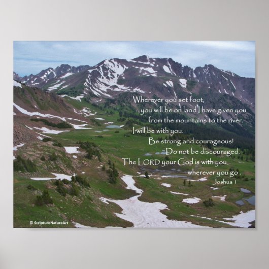 Colorado Mountains, God is met jou, Joshua 1, Poster (Voorkant)