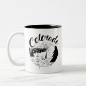 Colorado Mountains Ink Drawing Tweekleurige Koffiemok (Links)