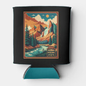 Colorado Mountains Retro Kleuren Blikjeskoeler (Voorkant)