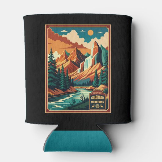 Colorado Mountains Retro Kleuren Blikjeskoeler (Achterkant)