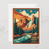 Colorado Mountains Retro Kleuren Feestdagenkaart (Voorkant / Achterkant)