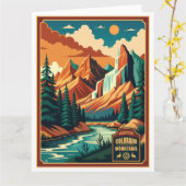 Colorado Mountains Retro Kleuren Kaart (Gele Bloem)