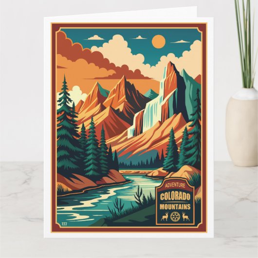 Colorado Mountains Retro Kleuren Kaart (Voorkant)