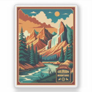Colorado Mountains Retro Kleuren Sticker