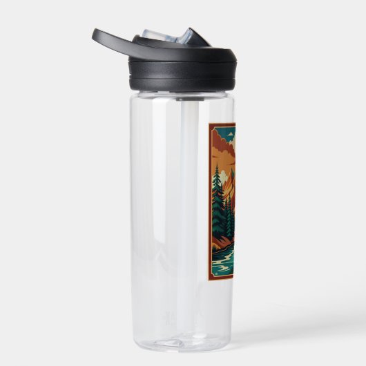 Colorado Mountains Retro Kleuren Waterfles (Rechts)