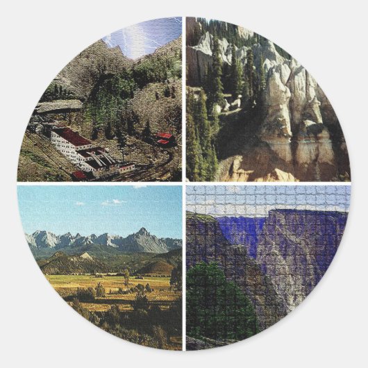 Colorado Mountains Ronde Sticker (Voorkant)