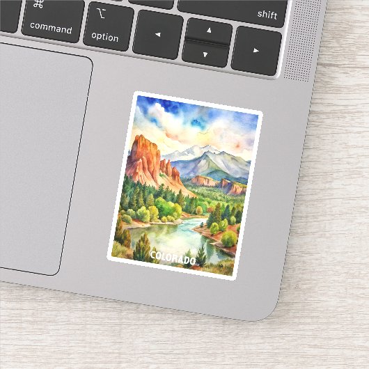 Colorado Mountains Waterverf schilderij Sticker (Detail)