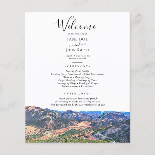 Colorado Mountains Wedding Program Flyer (Voorkant)