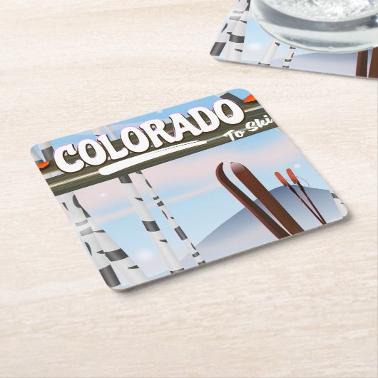 Colorado naar Ski! Kartonnen Onderzetters (Schuin)