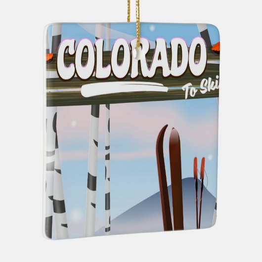 Colorado naar Ski! Keramisch Ornament (Rechts)