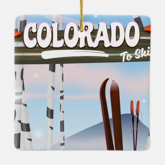 Colorado naar Ski! Keramisch Ornament (Achterkant)