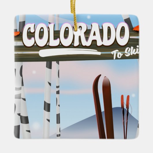 Colorado naar Ski! Keramisch Ornament (Voorkant)