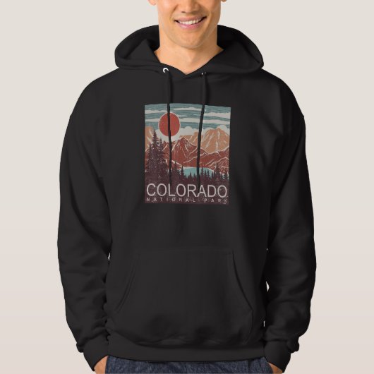 Colorado Nationaal Park Retro Mountains Natuur Hik Hoodie (Voorkant)