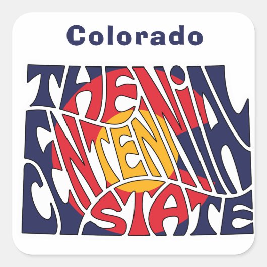 Colorado Nickname Word Art Vierkante Sticker (Voorkant)