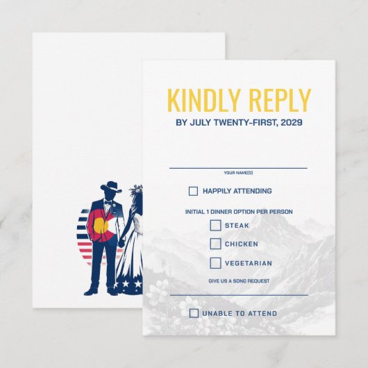 Colorado paar voedsel keuzes RSVP kaartje (Voorkant / Achterkant)