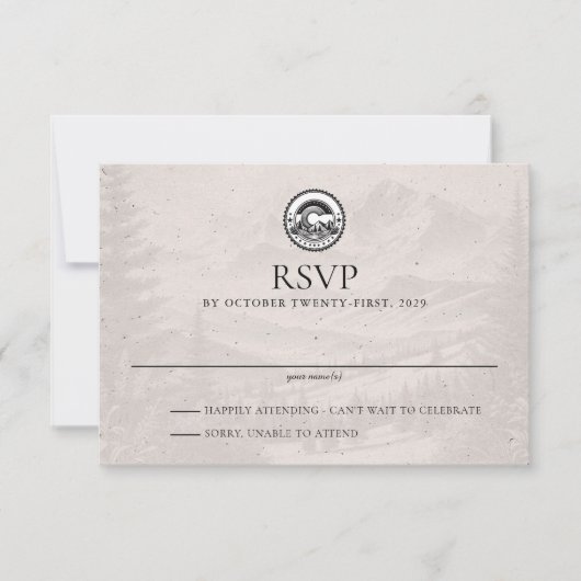 Colorado Passport Wedding RSVP Kaart (Voorkant)