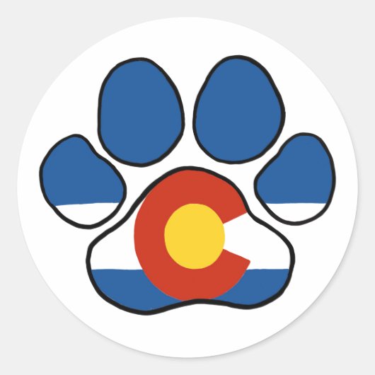 Colorado Paw Round Sticker (Voorkant)