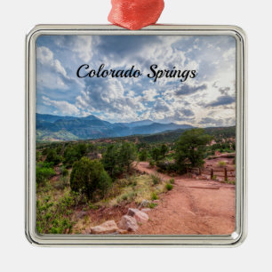 Colorado Pikes Peak Avondwandeling Vierkant Orname Metalen Ornament