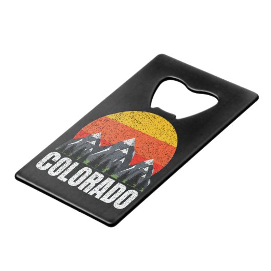 Colorado Retro Sunset Creditkaart Flessenopener (Voorkant Gekanteld)
