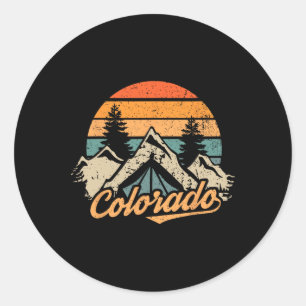 Colorado - Retro Vintage Bergen Natuur Wandel C Ronde Sticker