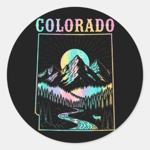 Colorado Retro Vintage Bergen Staatskaart Reizen Ronde Sticker