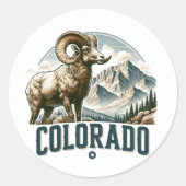 Colorado, Rocky Mountain bighorn schapen, Ronde Sticker (Voorkant)