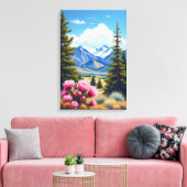 Colorado Rocky Mountains Blooming Cactus Canvas Afdruk (Insitu (Woonkamer))