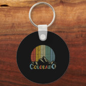 Colorado Rocky Mountains retro skiën kamperen Sleutelhanger (Voorkant)