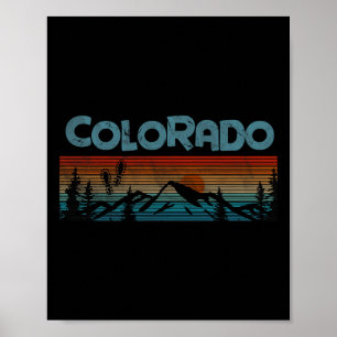 Colorado Rocky Mountains Retro T-shirt Skiën Campi Poster