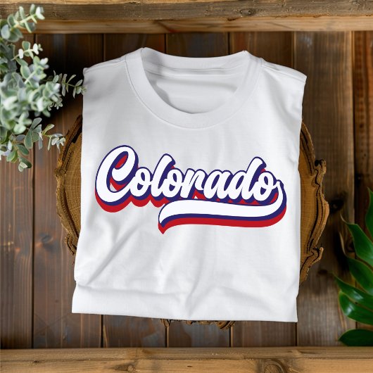 Colorado Rood Wit en Blauw  Script T-shirt