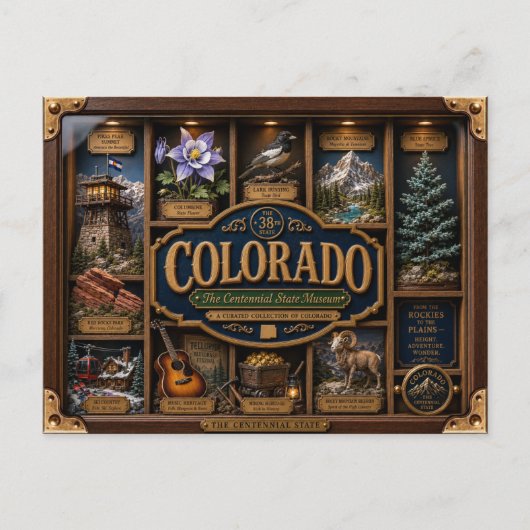 Colorado Shadow Box 3D Figuur Staat Briefkaart (Voorkant)