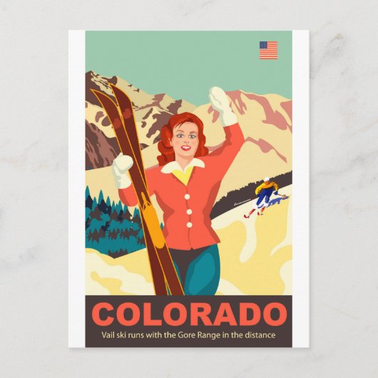 Colorado Ski Meisje Briefkaart (Voorkant)