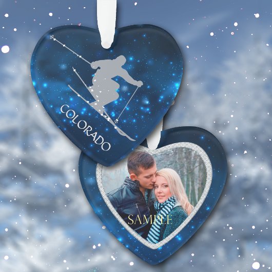 Colorado Ski Night Lights Fotosjabloon Ornament