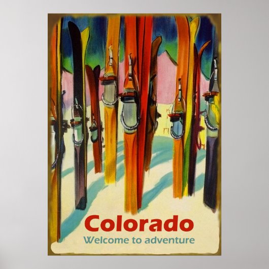 Colorado ski op sneeuw, oud poster (Voorkant)