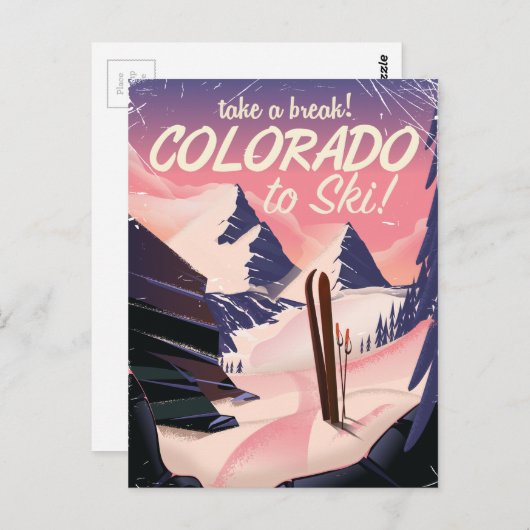 Colorado Ski retro-reisposter Briefkaart (Voorkant / Achterkant)